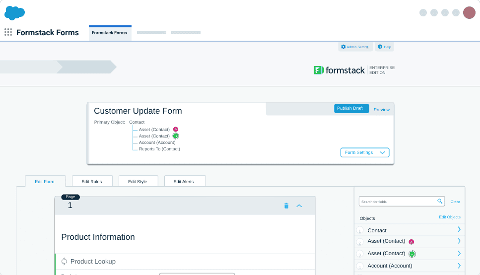 Formstack dashboard with Salesforce